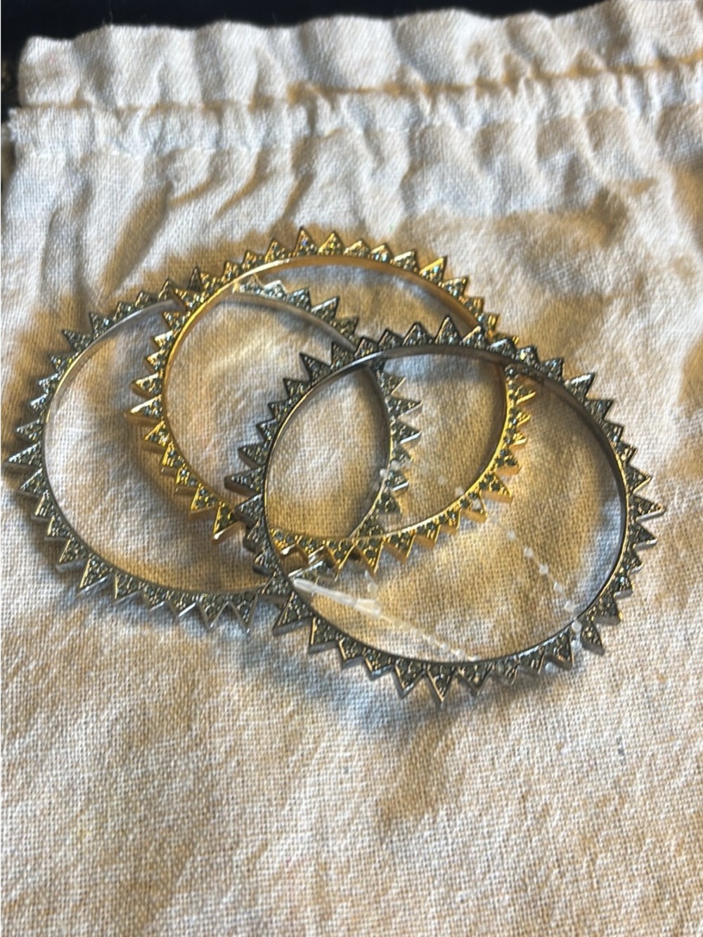 Gold and Silver Spike Hoop Bracelet Set - Women Jewelry